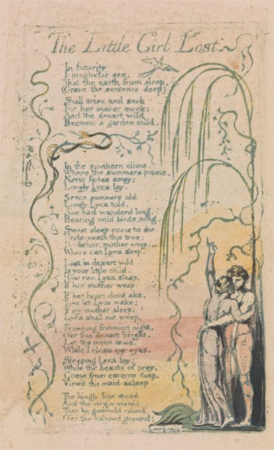 Songs of Innocence and of Experience, Plate 20, The Little Girl Lost (Bentley 34) av William Blake