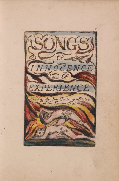 Songs of Innocence and of Experience, tavla 2, kombinerad titelsida (Bentley 1) av William Blake
