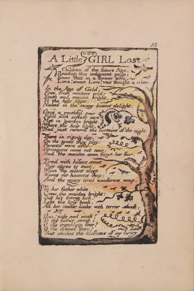 Songs of Innocence and of Experience, Plate 52, A Little Girl Lost (Bentley 51) av William Blake