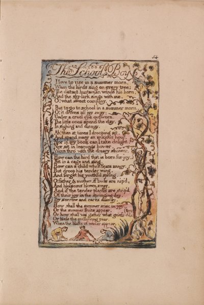 Songs of Innocence and of Experience, Plate 54, The School Boy (Bentley 53) av William Blake