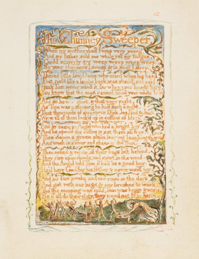 Sånger om oskuld och erfarenhet: Skorstensfejaren, ca. 1825. av William Blake