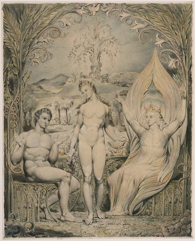 Ärkeängeln Rafael med Adam och Eva (Illustration till Miltons Paradise Lost) av William Blake