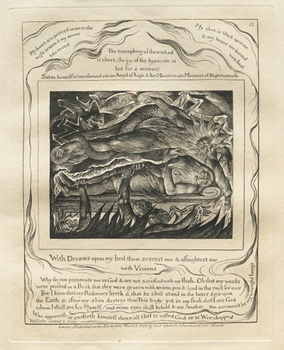 Jobs bok: Pl. 11, Med drömmar på min säng skrämmer du mig och skrämmer mig / med syner av William Blake