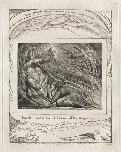 Jobs bok: Pl. 13, Då svarade Herren Job ur virvelvinden av William Blake