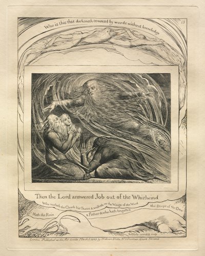 Jobs bok: Pl. 13, Då svarade Herren Job ur virvelvinden av William Blake
