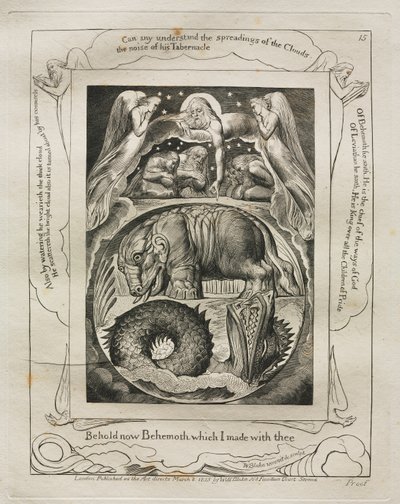 Jobs bok: Pl. 15, Se nu Behemoth som jag gjorde med dig av William Blake