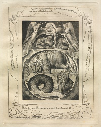 Jobs bok: Pl. 15, Se nu Behemoth som jag gjorde med dig av William Blake