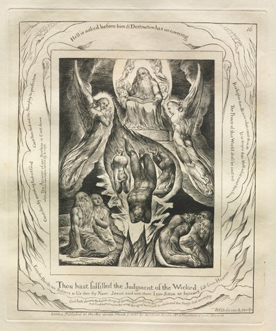 Jobs bok: Pl. 16, Du har uppfyllt de ondas dom, 1825. av William Blake