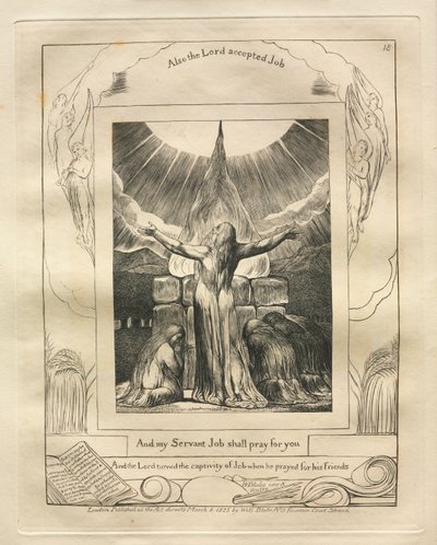 Jobs bok: Pl. 18, Och min tjänare Job skall be för dig, 1825. av William Blake