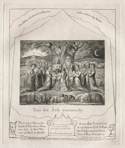 Jobs bok: Pl. 1, Så gjorde Job ständigt, 1825. av William Blake