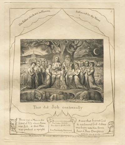 Jobs bok: Pl. 1, Så gjorde Job ständigt, 1825. av William Blake