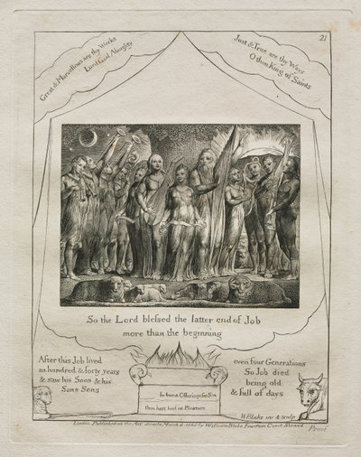 Jobs bok: Pl. 21, Så välsignade Herren Jobs sista ände / mer än början av William Blake