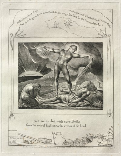 Jobs bok: Pl. 6, Och slog Job med ömma bölder / från fotsulan till hjässan av William Blake