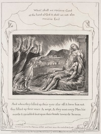 Jobs bok: Pl. 7, Och när de hade lyft upp sina ögon av William Blake