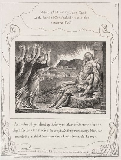 Jobs bok: Pl. 7, Och när de hade lyft upp sina ögon, 1825. av William Blake