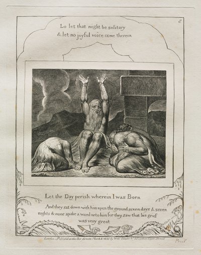 Jobs bok: Pl. 8, Låt dagen förgås då jag föddes, 1825. av William Blake