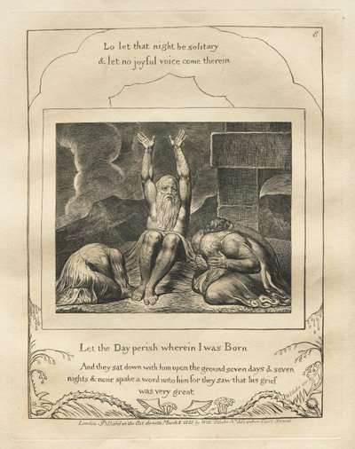 Jobs bok: Pl. 8, Låt dagen förgås då jag föddes, 1825. av William Blake