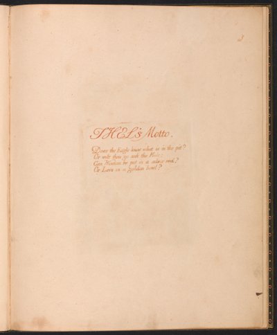 The Book of Thel, tavla 1, Thels motto... av William Blake