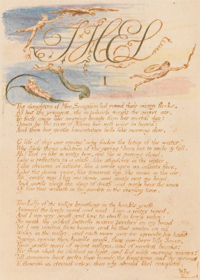 Thelboken, tavla 3, Thel, I, Mne Serafims döttrar. . . . av William Blake