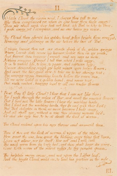 The Book of Thel, tavla 5, II. , O lilla moln . . . . av William Blake