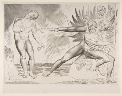 Circle of Corrupt Officials: The Devils Tormenting Ciampolo, från Dantes Infer..., ca. 1825-27. av William Blake