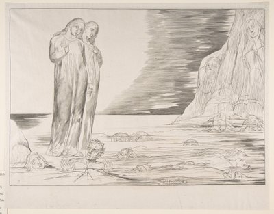 The Circle of Traitors: Dantes Foot Striking Bocca Degli Abbate, från Dantes Infe..., ca. 1825-27. av William Blake