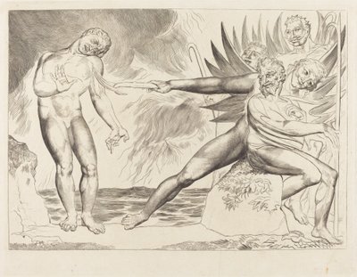 De korrupta tjänstemännens krets; djävlarna plågar Ciampolo av William Blake
