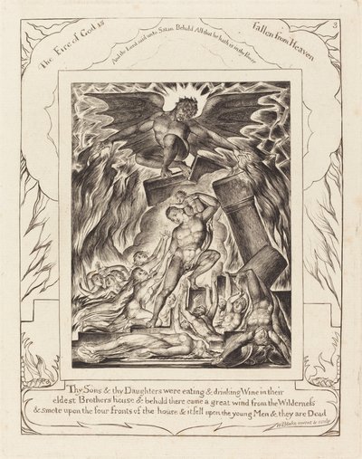 Förstörelsen av Jobs söner, 1825. av William Blake