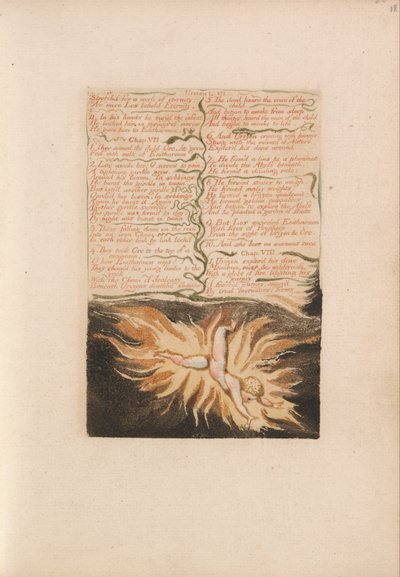 Urizens första bok, platta 22, sträckt för ett evighetsverk.... (Bentley 20) av William Blake