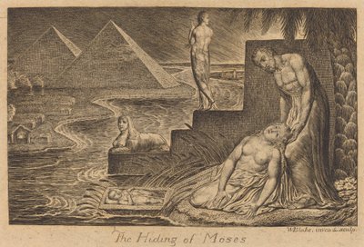 Moses gömmer sig, 1824. av William Blake