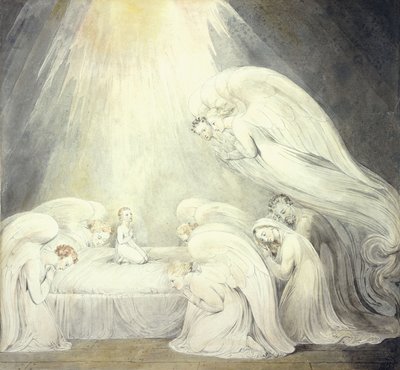 Spädbarnet Jesus säger sina böner, c.1805 av William Blake
