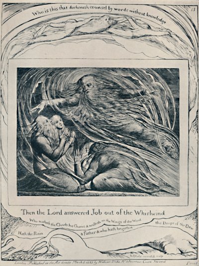 Herren svarar jobb ur virvelvinden. Från Job., c1780-1820, 1923 av William Blake