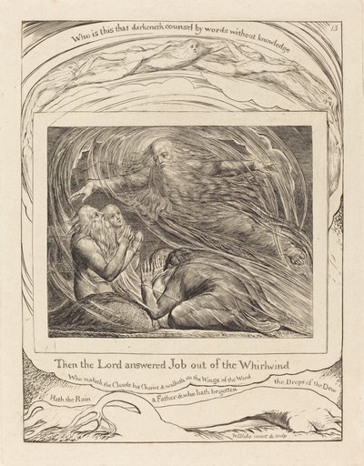 Herren svarar jobb ur virvelvinden, 1825. av William Blake