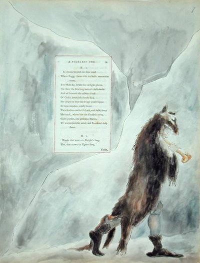 The Progress of Poesy, A Pindaric Ode, från "The Poems of Thomas Gray", publicerad 1797-98 (akvarell och svart bläck på papper) av William Blake