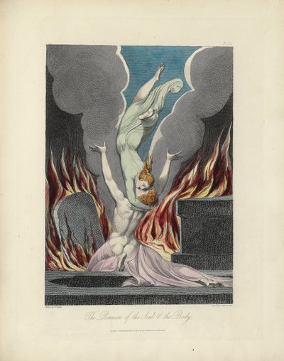 Själens och kroppens återförening, illustration från "The Grave" av Robert Blair, graverad av Louis Schiavonetti av William Blake