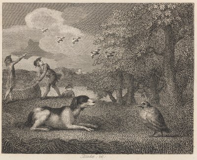 Inställningshunden och rapphönan av William Blake