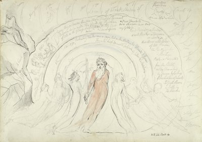 The Shades of Homer and other Poets of Antiquity, illustration till den gudomliga komedin av Dante Alighieri, 1824-27 (penna och bläck med wc över penna och krita på papper) av William Blake