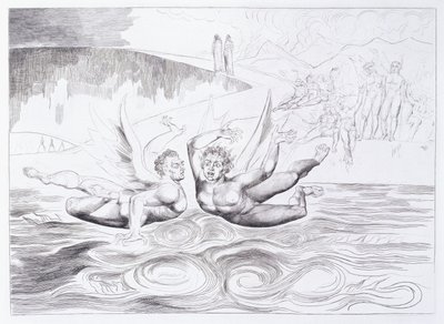 Den sexfotade ormen attackerar Agnolo Brunelleschi, ca 1824-1827 av William Blake