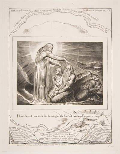Guds syn, från illustrationer av Jobs bok, 1825-26. av William Blake