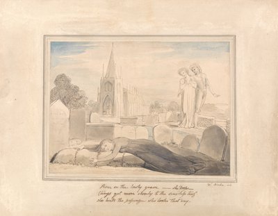 Änkan som omfamnar sin man%27s Grave av William Blake