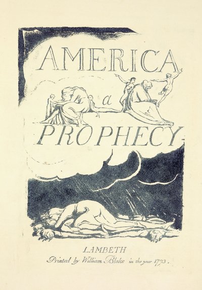 Titelsida från "America, A Prophesy", mitten av 1790-talet av William Blake