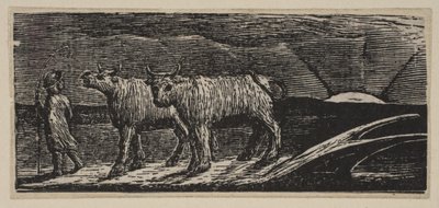 Unyokd Hefers, Loitering Homeward, från Thorntons Pastorals of Virgil, 1821. av William Blake