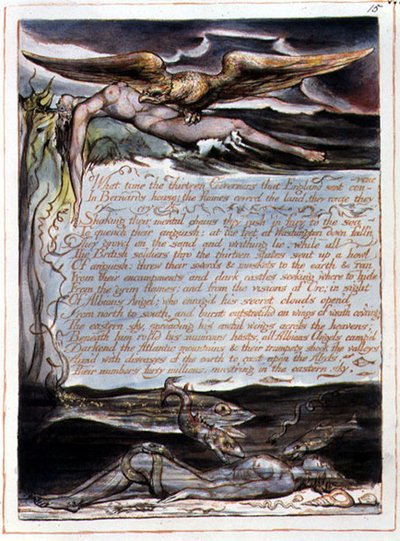 "What Time the Thirteen Governors", platta 13 från "America, a Prophecy" (Amerika, en profetia) av William Blake