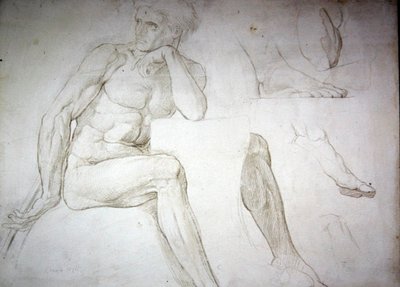 Manliga nakenstudier (penna på papper) av William Blake Richmond