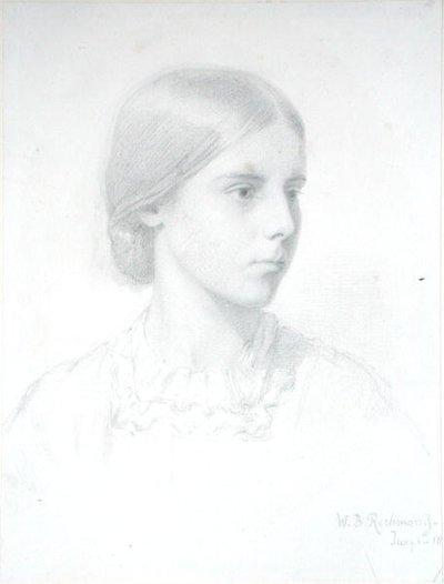 Porträtt av en ung kvinna (penna på papper) av William Blake Richmond