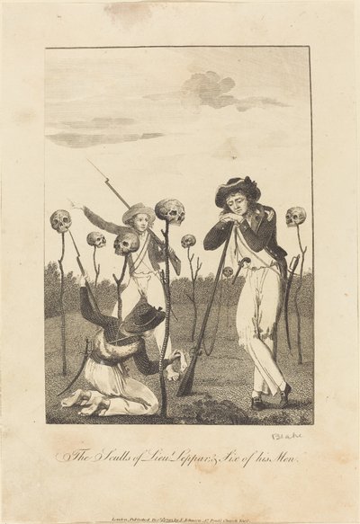 Löjt Leppars skallar och sex av hans män av William Blake after John Gabriel Stedman