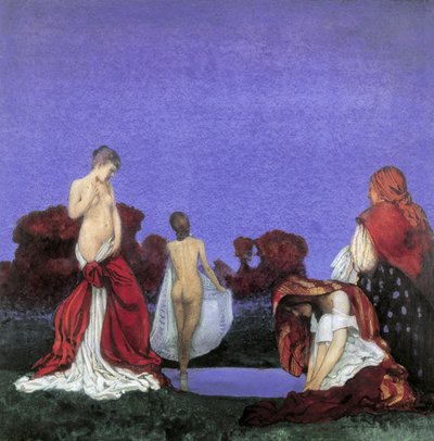 Zigenare som badar (w/c på papper) av William Blamire Young