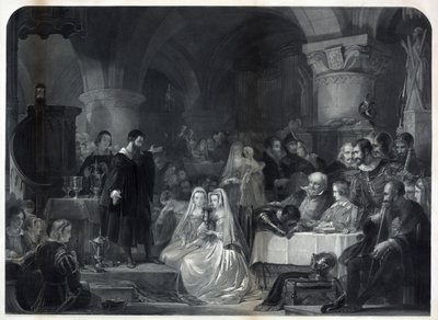 John Knox administrerar den första protestantiska nattvarden, pub. 1849 av William Bonner