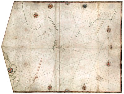 Portulankarta konstruerad av William Borough som visar havsområdet i Nordsjön och Östersjön, från Englands östkust till början av den svenska viken, ca 1580 (pergament) av William Borough