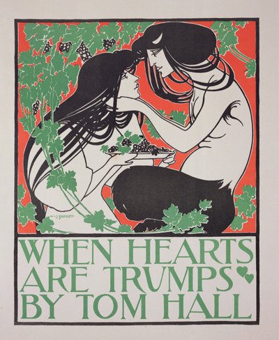 Reproduktion av en affisch med reklam för "When Hearts are Trumps" av Tom Hall (se 41529). av William Bradley
